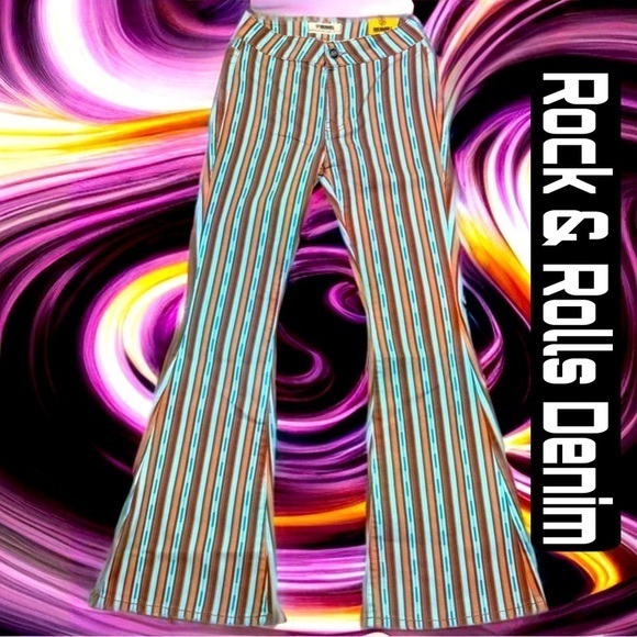 Rock & Roll Denim 25x32 Button Flare Stretchy Pants 🔥EUC🔥 - Picture 1 of 8